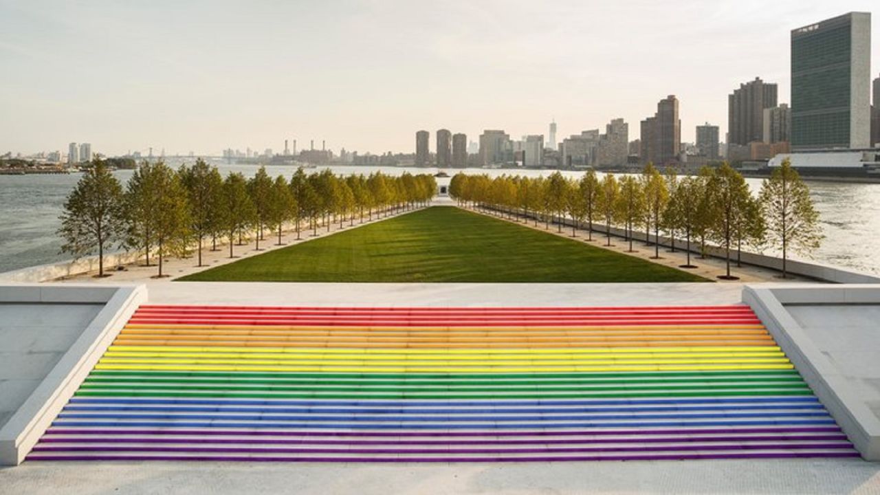 Image of The Steps of an NYC Park to be Transformed into the City's Largest LGBT Pride Flag Press